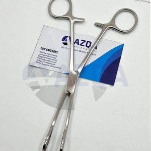 Pinces à éponges en acier inoxydable avec poignées annulaires et mâchoires ovales dentelées pour pansements chirurgicaux et usage médical - Product Image 5