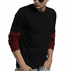 เสื้อยืดแขนยาวผู้ชายแบบมีเลเยอร์ สไตล์ลำลอง สตรีทแวร์ รับผลิตแบบ OEM แบรนด์ส่วนตัว เสื้อยืดสำหรับออกกำลังกาย - Product Image 3