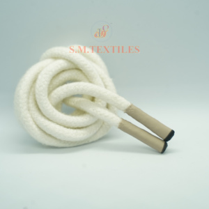 Cordon tressé rond en coton avec embout en silicone, cordon textile pour vêtements, fabricant OEM ODM sur mesure - Product Image 3