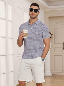 Camisa polo para hombre de manga corta, diseño con botones, tejido de punto, logotipo personalizado e impresión. - Product Image 5