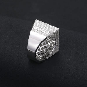 Pyramid <b>Cocktail</b> <b>Ring</b> Men's 925 Silver Rhodium Plated Micro Pave Crystal Rhinestone Hip Hop Everyday Wear - Product Image 1