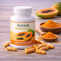 Capsules d'extrait de papaye à base de plantes de qualité alimentaire en marque privée |   Culture sauvage |   Marque OEM en emballage bouteille