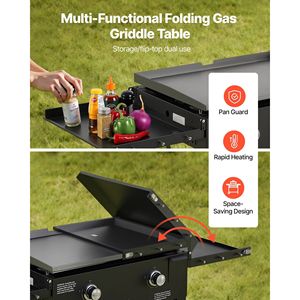 2-Burner Gas Propane <b>Griddle</b> 28-Inch <b>Flat</b> <b>Top</b> Grill with Foldable Wheels 30000 BTU Outdoor Gas Grill Plate Pots Pans & <b>Griddles</b> - Product Image 2