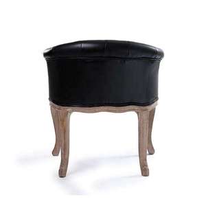 La chaise Zentique Aadi monoplace en bois de teck présente une revêtement en velours noir texturé et une finition en bois gris craie. - Product Image 4