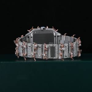 Premium Quality <b>Mechanical</b> Square Moissanite Diamond Wristwatch with Full Iced Design Modern Trendy Accessory for Fashion Lovers - Product Image 2