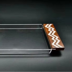 Bandeja de Servicio Cuadrada de Lujo para Eid y Ramadán, con Tapa de Madera, Incrustaciones de Madreperla, Acrílico Hecho a Mano, Clásica - Product Image 1