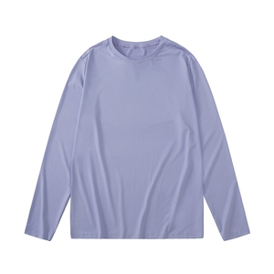 Men's Long Sleeve T-Shirt O-Neck Regular Fit Solid Color Knitted Fabric Casual Style - Product Image 6