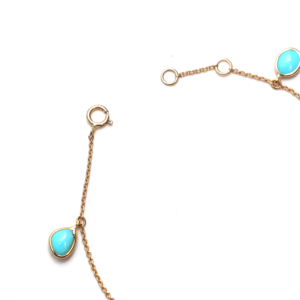 Natural Sky-Blue Turquoise Station <b>Bracelet</b> in Solid 18K Yellow Gold Bezel Set Gemstone Floating Chain December Birthstone - Product Image 5