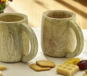 Classical Vintage Wine Mug with Handle Natural <b>Work</b> Handicraft Natural Beer Tea Coffee <b>Cup</b> Mug From India <b>for</b> Party Home Use - Product Image 2