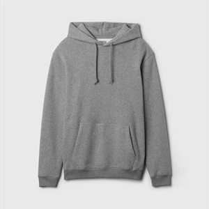 Sudadera con Capucha Gris para Hombre, Corte Regular, Algodón French Terry, Informal, con Bolsillo Canguro, para Otoño - Product Image 4