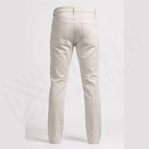 Pantalones Vaqueros de Mezclilla de Algodón Beige de Corte Recto y Ajustado, Cintura Alta, Estilo Casual de Primavera para Hombre - Product Image 2