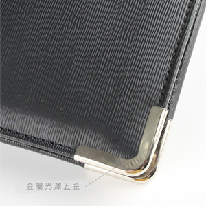 Ink-black textured toothpick leather style with silver trim metal protective gear - Product Image 6