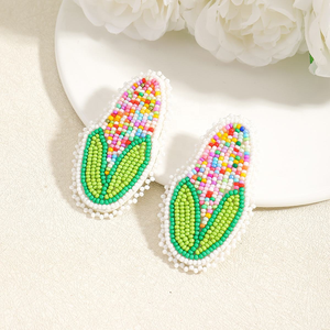 Pendientes de Gota con Forma de Maíz Coloridos, Tejidos a Mano, Serie Frutas, Joyería de Aleación con Cuentas Hechas a Mano para Mujer por MD HANDICRAFTS - Product Image 2