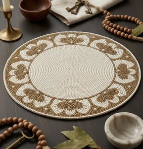 Napperons de table de mariage de luxe personnalisables en perles de verre, faits à la main et brodés, réutilisables/jetables pour la maison, l'hôtel et les fêtes - Product Image 2