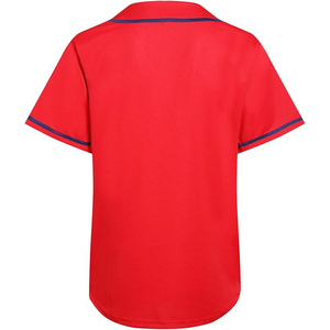 Camiseta de Béisbol Roja de Manga Corta con Botones al Frente, Unisex, para Adultos, de Poliéster que Absorbe la Humedad, Color Sólido, para Todas las Temporadas - Product Image 2