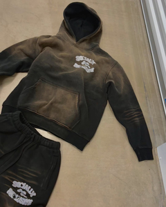 Ensemble de survêtement hiver Hip Hop rose Y2K avec imprimé graphique, logo personnalisé, sweat à capuche intégral zippé et pantalon de survêtement ample, 2 pièces - Product Image 3