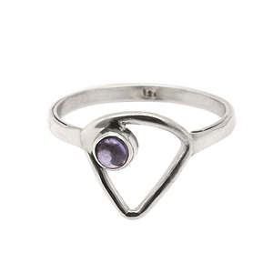 Open Triangle Shaped Crown Chakra Amethyst Gemstone <b>Ring</b> Made of 925 Sterling <b>Silver</b> Bezel <b>Set</b> Gemstone Bohemian <b>Ring</b> For Her - Product Image 1