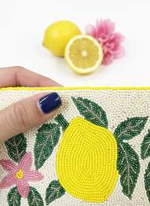 Beaded Lemon Shoulder Bag, Lemon Design Purse, Citrus Beaded Bag, Tropical Summer Bag, Handmade Lemon Bag, Artisan Luxury Clutch - Product Image 4