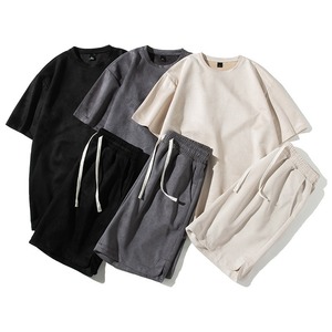 2 Piece Tracksuit Unisex Sweatsuit Customized Short Sleeve Suede <b>Shirts</b> <b>Summer</b> Shorts T <b>Shirt</b> Set <b>for</b> <b>Men</b> - Product Image 2