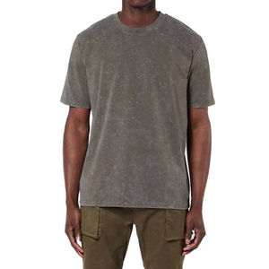 Nueva Camiseta Personalizada con Logotipo, Lisa, para Hombre, Estilo Mineral Wash, Color Retro, Shaka, de Tela Gruesa, con Lavado Ácido, Corte Cuadrado - Product Image 1