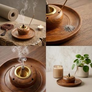 Caja para quemar incienso en forma de cono, color marrón, tamaño mediano, soporte para Agarbatti con recogedor de cenizas, caja de incienso de madera para el hogar, la oficina y la meditación - Product Image 6