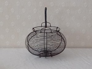 Classic Farmhouse <b>Egg</b> Holder <b>Basket</b>, Wire Frame Kitchen Organizer - Product Image 5