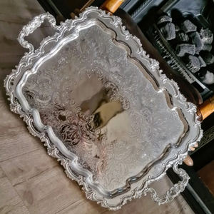 Nouveau plateau de service décoratif classique en aluminium, forme ovale, finition blanche, pour la maison et les mariages modernes et antiques - Product Image 3