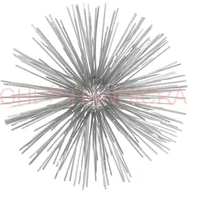 หมุดตกแต่งทรงกลมทำมืออลูมิเนียมชั้นวางของบนโต๊ะทำจากโลหะเงินตกแต่งวัตถุ3D ชิ้นกลางดาวกระจาย - Product Image 1