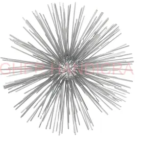 알루미늄 구 장식 스파이크 장식 실버 수제 금속 탁상 선반 장식 개체 3D 스타 버스트 센터 피스 개체