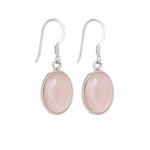 Pendientes de Aro de Plata de Ley 925 con Cuarzo Rosa, Joyería Cristiana Elegante Hecha a Mano con Piedras Preciosas para Mujer, Aniversario - Product Image 1