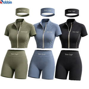 Conjuntos Deportivos de Verano para Mujer, Ropa Urbana Personalizada, Chaqueta de Manga Corta con Cierre y Pantalones Cortos, Conjunto de 3 Piezas, Tendencia en Ventas - Product Image 1