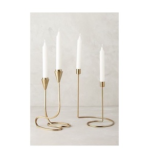 Unique Gold Candelabra for Taper Candles 4 Cup <b>Multi</b> Height Metal Candle Holder Elegant S Curve Table Centerpiece For LuxuryFeel - Product Image 4