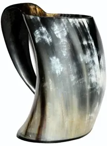 Viking Drinking Horn Cup with Custom Engraved Design for Beer and <b>Cool</b> Drinks Handmade Rustic Style Portable - Product Image 3