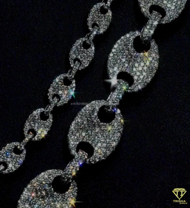 Streetwear Hip Hop Cuban Link <b>Chain</b> <b>Iced</b> <b>Out</b> Bling Jewelry Single Layer Men Women Moissanite Diamond Statement Necklace - Product Image 2