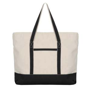 Custom Logo Print Large Outdoor Fashion Beach Bag Wide Bottom <b>Canvas</b> <b>Tote</b> Cotton Shopping Bag with Letter Pattern - Product Image 3