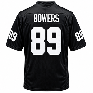 Camiseta de Fútbol Americano Negra Personalizada para Hombre, Manga Corta, Estampado en Relieve, Absorbe la Humedad, Números de Equipo, Corte Regular para Adultos, Verano - Product Image 3