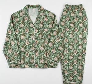 Ensemble de pyjama et de détente pour femme en coton, tissé thermiquement, imprimé à la main, vente en gros Inde - Product Image 5