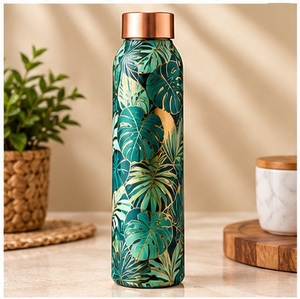 Floral Design Eco-Friendly Copper <b>Water</b> <b>Bottle</b> with <b>BPA</b> <b>Free</b> Lid Portable Travel Use - Product Image 6