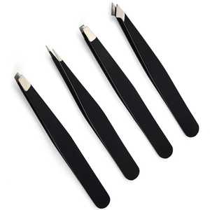 Pince à épiler pour sourcils de qualité supérieure avec étiquette privée, en acier inoxydable massif, couleur or, à pointe inclinée - Product Image 3