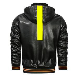 Veste en cuir élégante personnalisée pour hommes, veste en cuir à capuche de haute qualité pour moto, veste décontractée tendance à fermeture éclair pour hommes, séchage rapide - Product Image 6