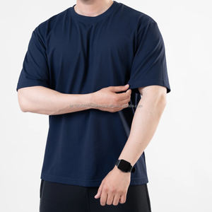 Camisetas Casuales Extra Grandes para Hombre, de Algodón con Spandex, Corte Regular, Color Sólido, Manga Corta, Cuello con Serigrafía - Product Image 6