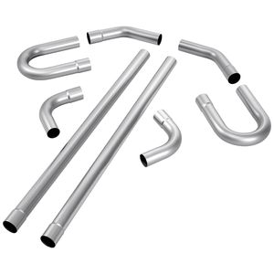 Kit 8 Pezzi Tubi di Scarico Personalizzabili Fai-da-te in Acciaio Dolce da 2,25 Pollici, Curvi a U, Dritti, a 90 e 135 Gradi, Galvanizzati per Auto - Product Image 1