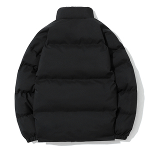 Chaqueta Acolchada Unisex de Invierno, Color Sólido, Cuello Alto, Poliéster Grueso, Cortavientos, Cierre de Cremallera, Corte Regular - Product Image 2
