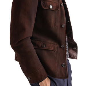 Custom Men's Cowhide <b>Suede</b> Utility <b>Jacket</b> Luxury Vintage Western Leather <b>Jacket</b> OEM Private Label leather top manufacturer - Product Image 6