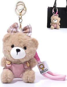 White Plush <b>Bear</b> Keychain 3D Cartoon Soft Pendant <b>Cute</b> Toy - Product Image 3
