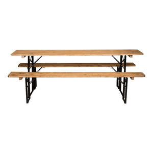 Table de bistrot vintage en bois avec pieds pliants en métal noir, table de présentation rustique pour les événements de mariage, les fêtes, les meubles de réception - Product Image 2