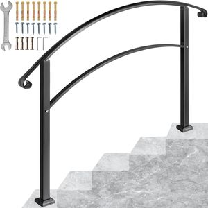 Ringhiere in Ferro Battuto Nero per Gradini Esterni da 1 a 5 Gradini, Ringhiera Flessibile per Portico, Dispositivi di Assistenza per Esterni - Product Image 6