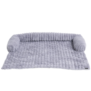 Calming Fluffy Couch Cover Dog Bed Grey Plush <b>Sofa</b> <b>Protector</b> with Raised Edges Soft Comfort Mat for Dogs Resting Indoors - Product Image 4