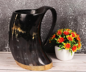 Chope à boire Viking en corne de buffle, faite à la main, naturelle et polie, style médiéval FAIZA CRAFT - Product Image 6