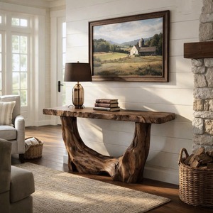 Fourniture Table Console en bois rustique artisanale Table d'entrée de ferme Table d'entrée en bois récupéré Table d'entrée Unique à la main décor à la maison - Product Image 3